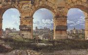 Christoffer Wilhelm Eckersberg View through Three Northwest Arcades of the Colosseum in Rome Storm Gathering over the City (mk22) oil on canvas